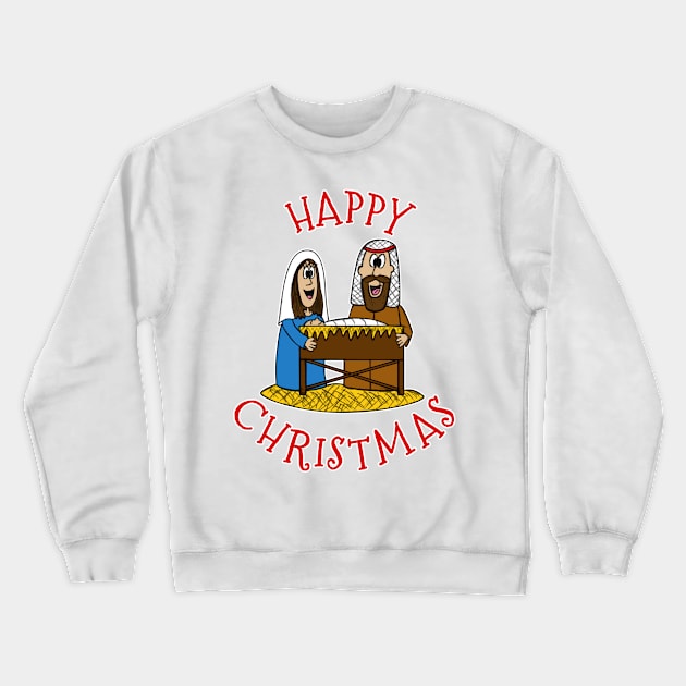 Christmas Nativity Mary And Joseph Church Xmas Funny Crewneck Sweatshirt by doodlerob